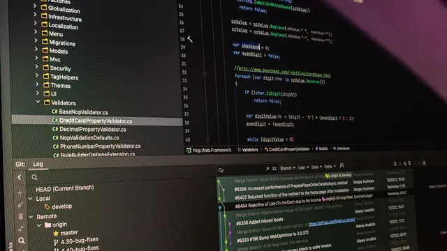 Software development code editor open on a computer monitor