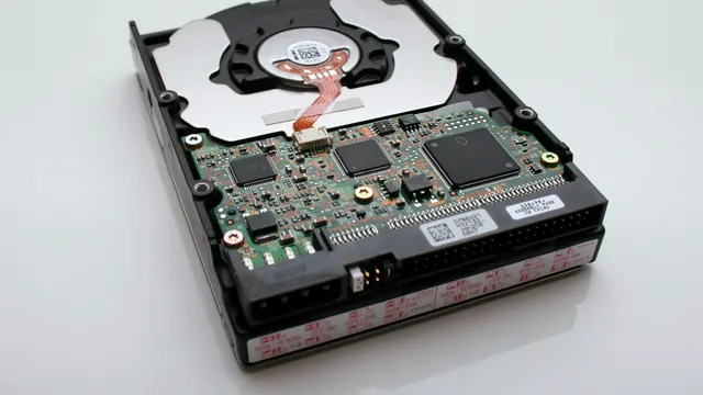 An opened hard disk drive
