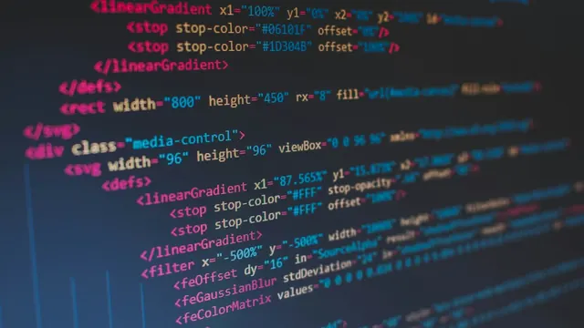 Lines of markup code on a screen