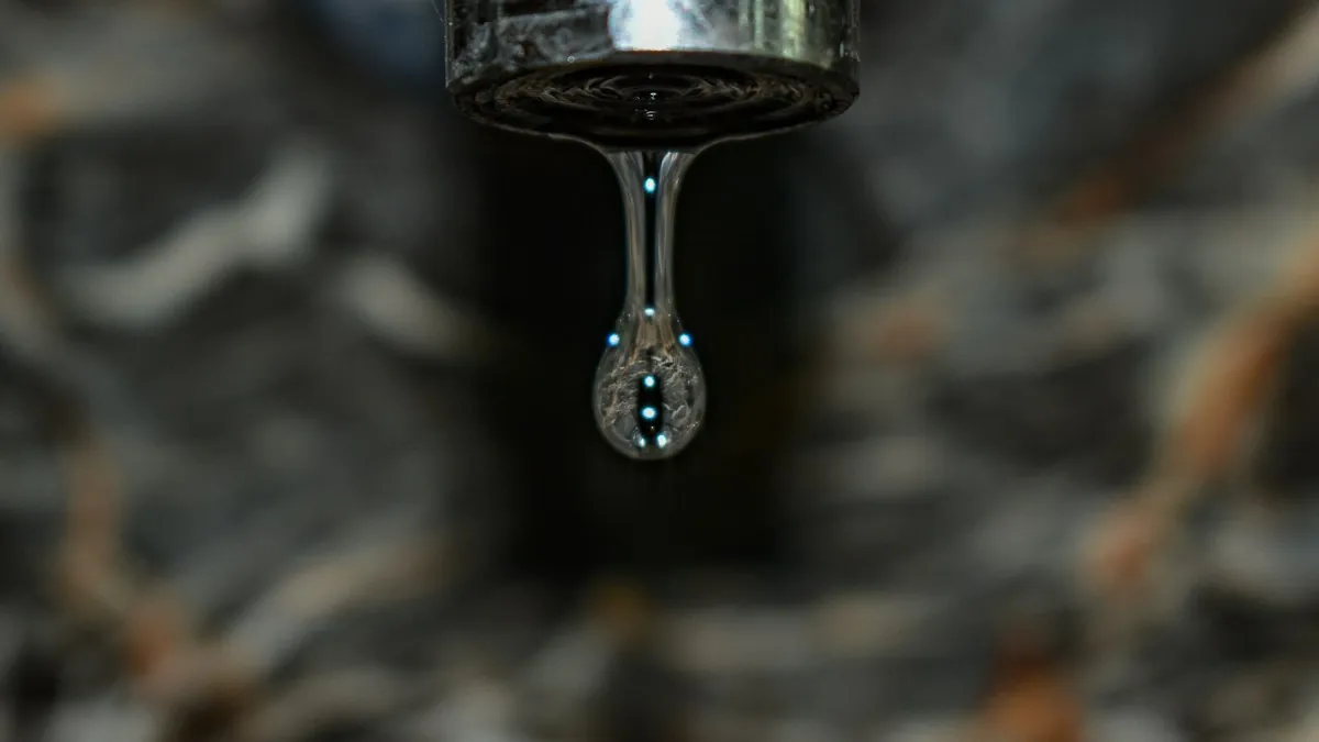 A drop of water falling from a tap