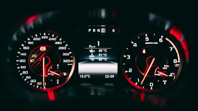 Speedometer and gauges on a car dashboard