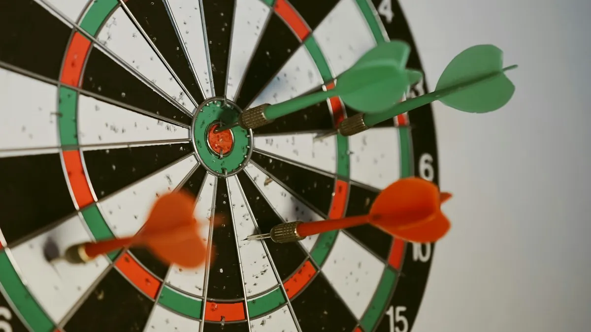Darts in the centre of a dartboard